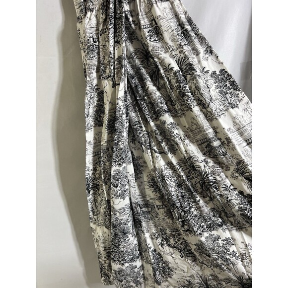 H&M Dress Women 2 Sleeveless Animal Print Black & White Sheath Midi Cross Strap - Picture 5 of 13